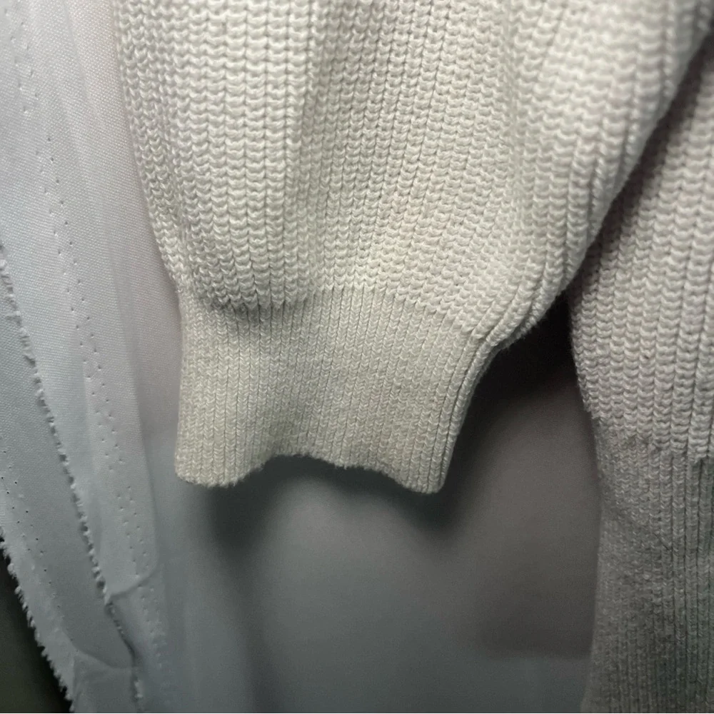 Express Women’s Sweater Sz L Rufffled Drop Sleeve White Cuffed 2018 Cotton - Picture 8 of 14